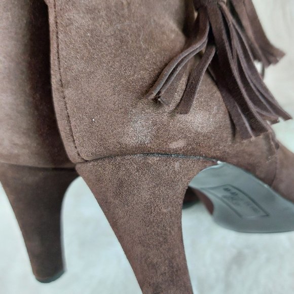 Anne Klein Iflex Caroline Women's Brown Suede Leather Ankle Tassel Zip Boot 6M - Picture 8 of 9
